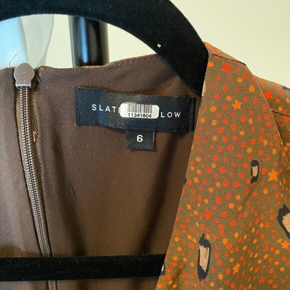 Slate & Willow Brown Faux-Wrap Silk Dress $296 - Picture 10 of 10